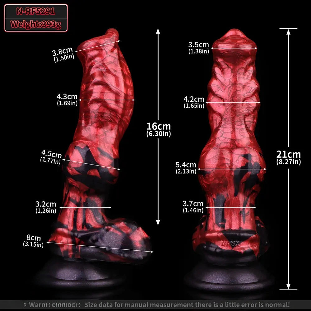 8.27in Knotted Dog Big Cock Dildo with Powerful Suction Cup Sex Toy