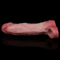 8.27in Lifelike Blue Veins Hollow Dildo Uncut Cock Sleeve With Cock Ring