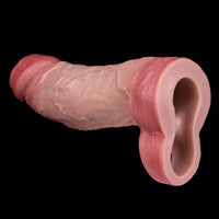 8.27in Lifelike Blue Veins Hollow Dildo Uncut Cock Sleeve With Cock Ring