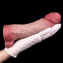 8.27in Lifelike Blue Veins Hollow Dildo Uncut Cock Sleeve With Cock Ring