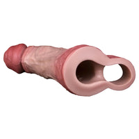 8.27in Lifelike Blue Veins Hollow Dildo Uncut Cock Sleeve With Cock Ring
