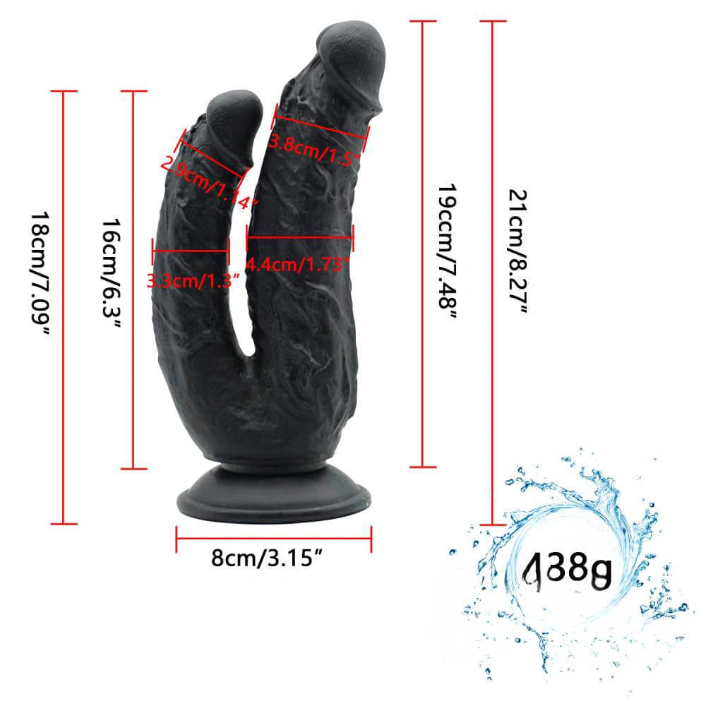 8.27in Lifelike Dual Big Small Dildo With Strong Sucker For Lesbian