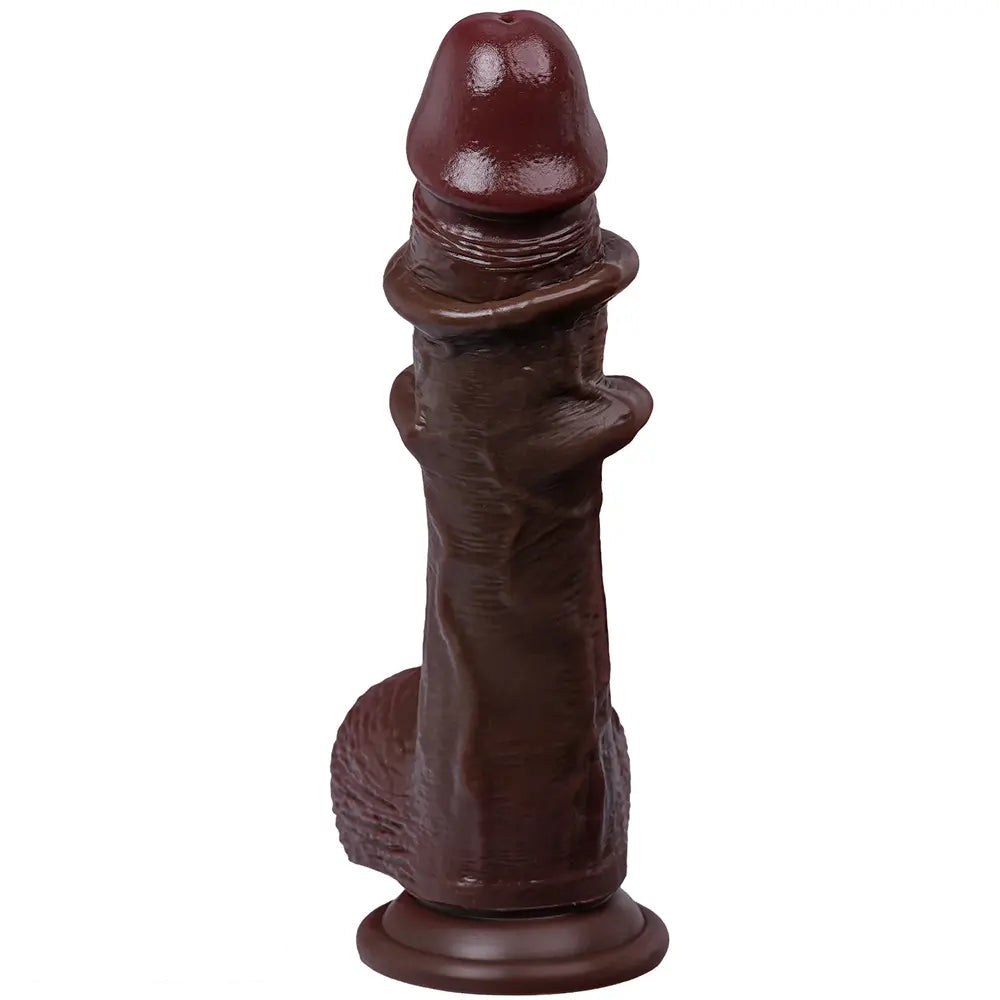 8.27in Moveable Skin Squirting Ebony Silicone Soft Big Dildo For Love