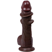 8.27in Moveable Skin Squirting Ebony Silicone Soft Big Dildo For Love