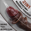 8.27in Moveable Skin Squirting Ebony Silicone Soft Big Dildo For Love