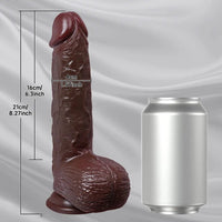 8.27in Moveable Skin Squirting Ebony Silicone Soft Big Dildo For Love