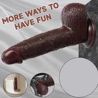 8.27in Moveable Skin Squirting Ebony Silicone Soft Big Dildo For Love