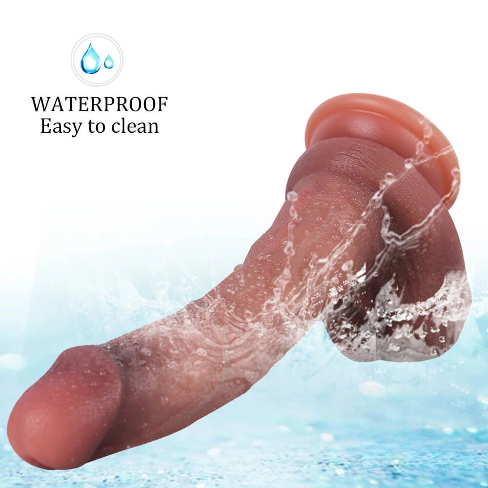 8.27in Oily Apperance Silicone Women Couples Dildo With Blue Veins