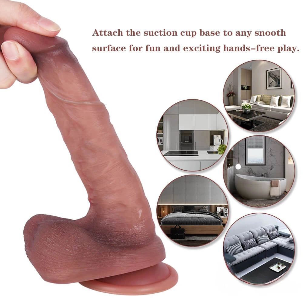 8.27in Oily Apperance Silicone Women Couples Dildo With Blue Veins