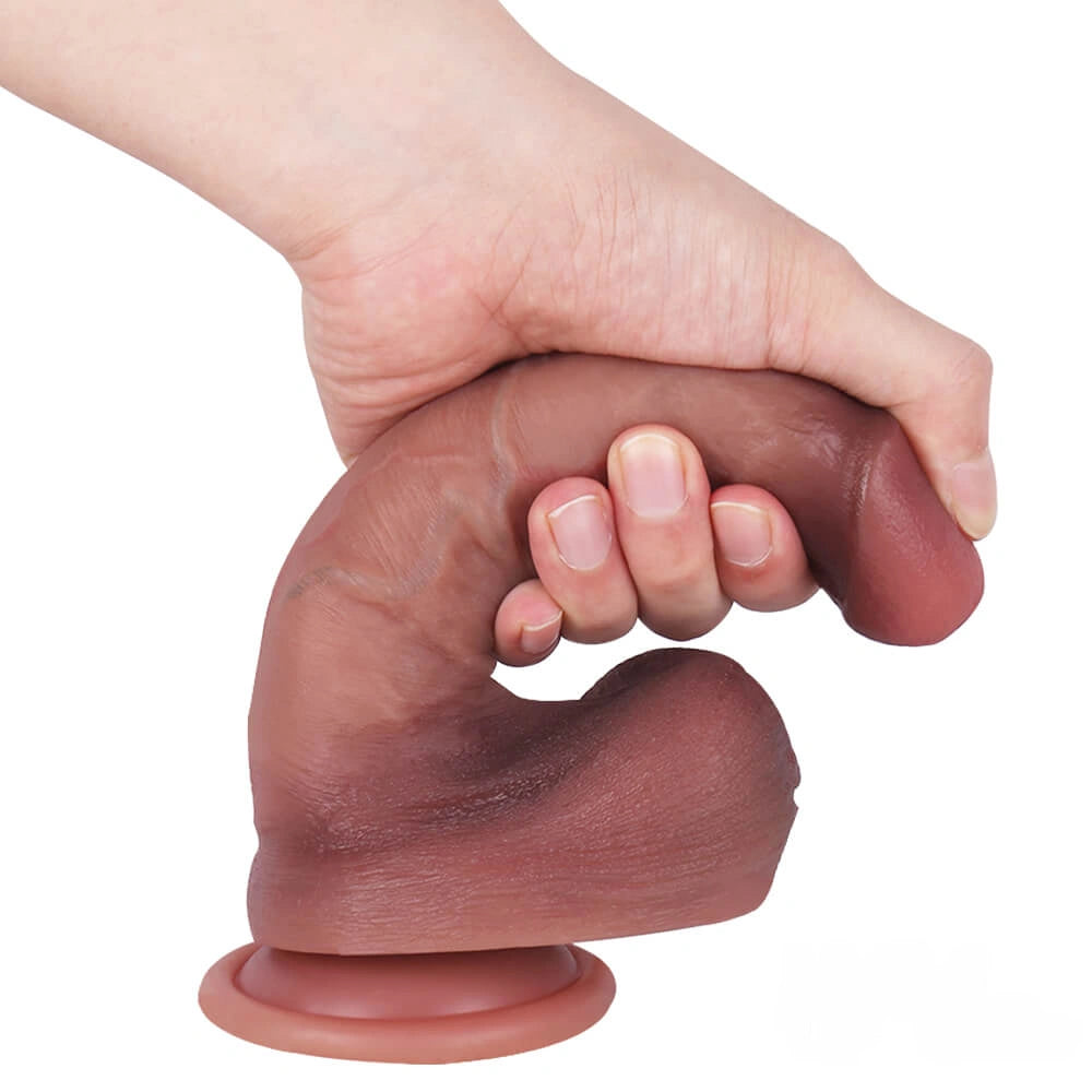 8.27in Oily Apperance Silicone Women Couples Dildo With Blue Veins