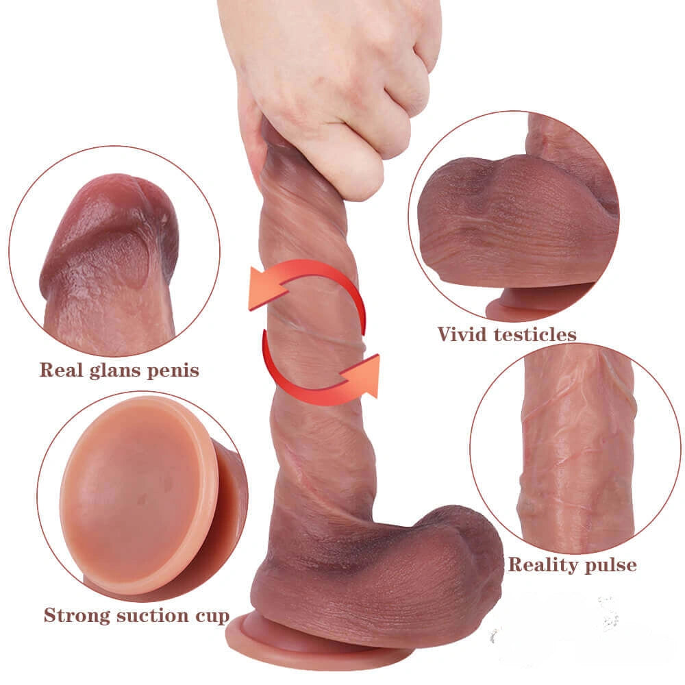 8.27in Oily Apperance Silicone Women Couples Dildo With Blue Veins