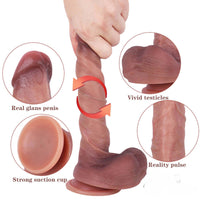 8.27in Oily Apperance Silicone Women Couples Dildo With Blue Veins