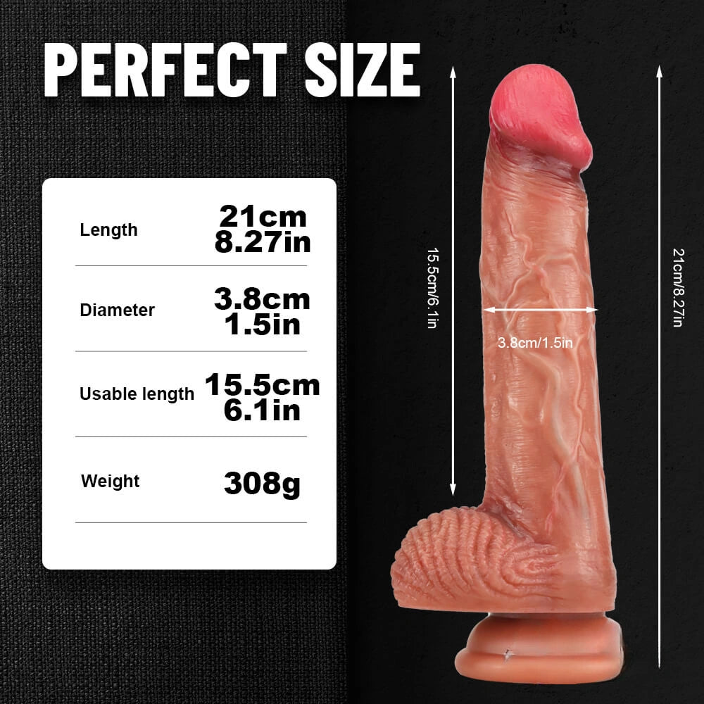 8.27in Real Skin Dildo Sex Toy For Women Men Masturbator