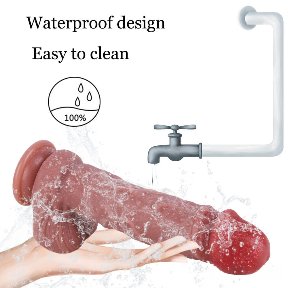 8.27in Real Skin Uncut Dildo With Moving Foreskin For Females