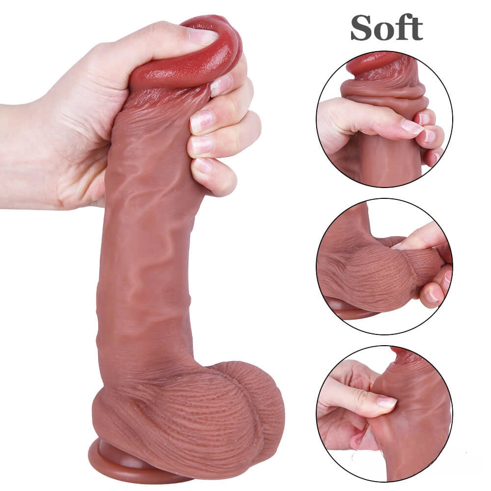 8.27in Real Skin Uncut Dildo With Moving Foreskin For Females