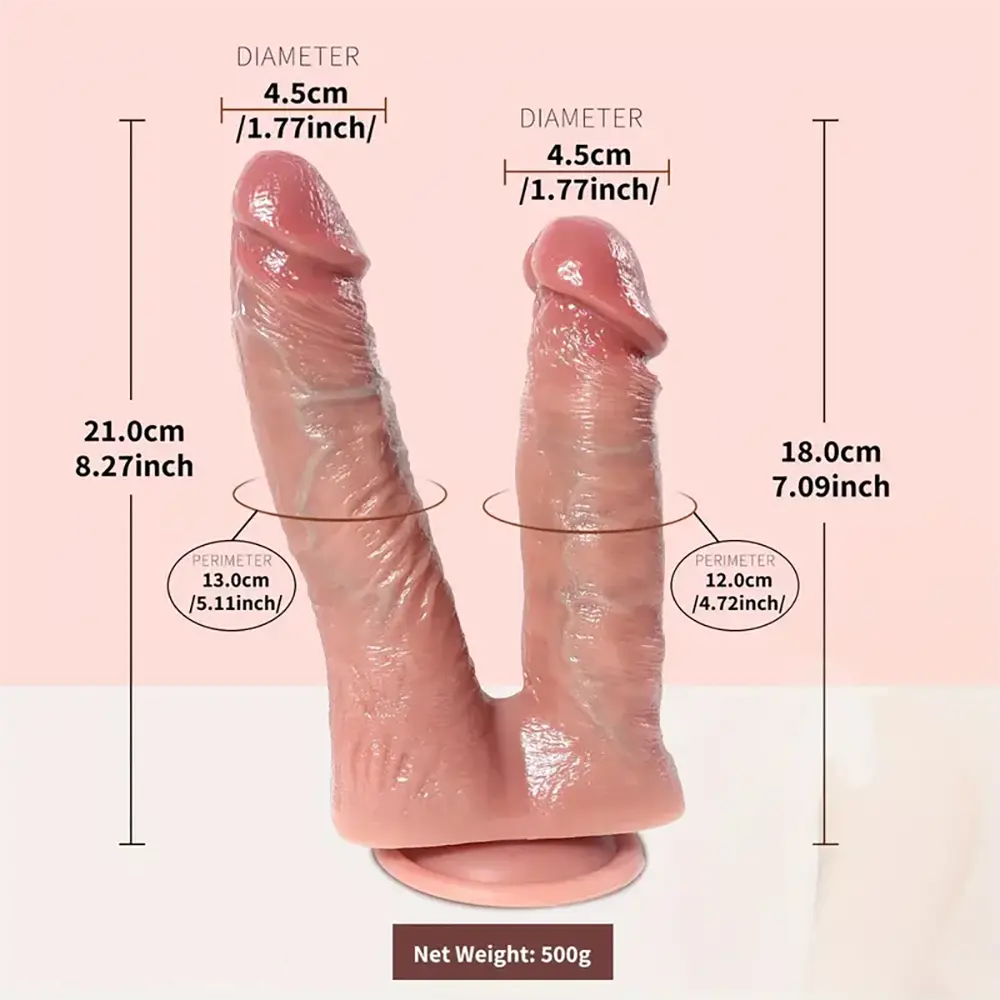 8.27in Realistic Double-Headed Liquid Silicone Dildo With 3D Veins
