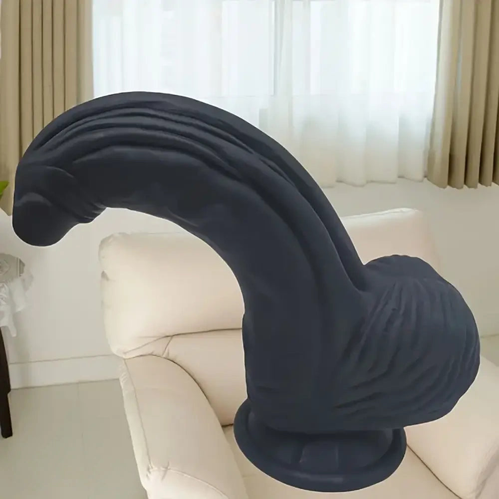 8.27in Realistic Huge Curved Silicone Anal Soft Big Dildo For Vagina