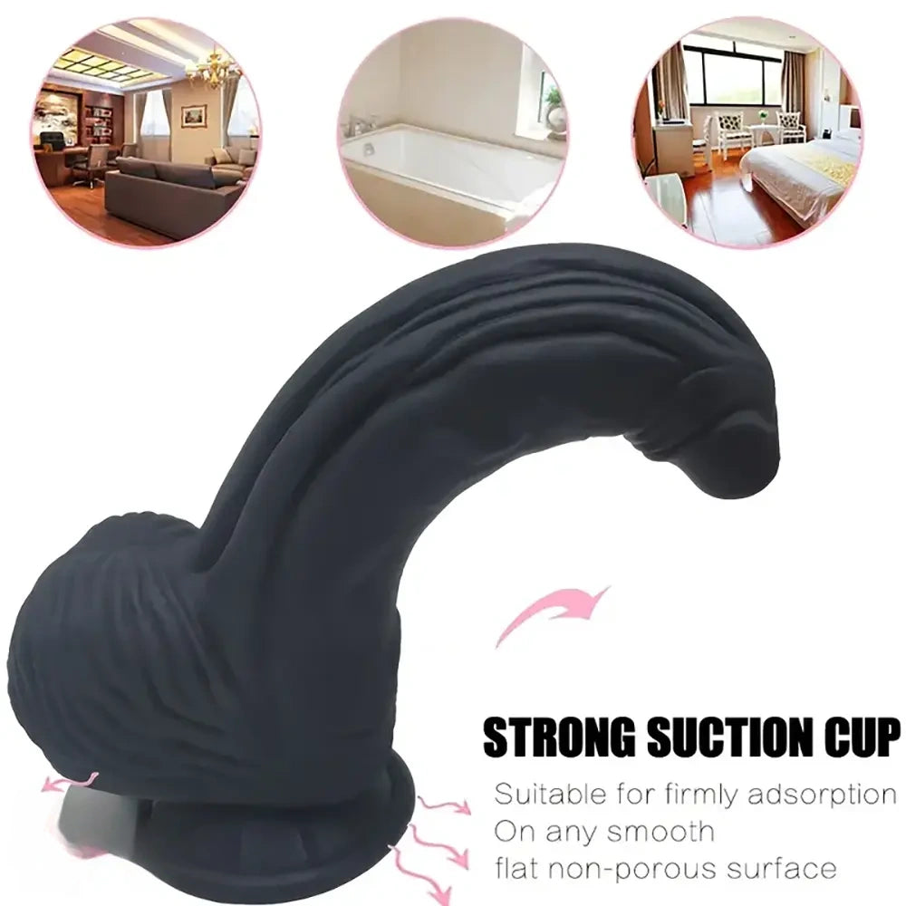 8.27in Realistic Huge Curved Silicone Anal Soft Big Dildo For Vagina