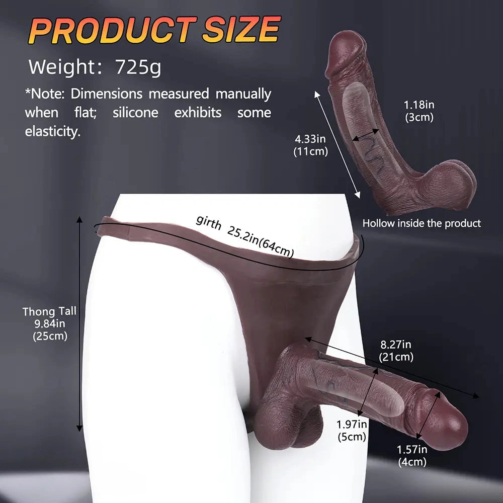 8.27in Realistic Male Penis Silicone Hollow Strap on Dildo Panty For Sex