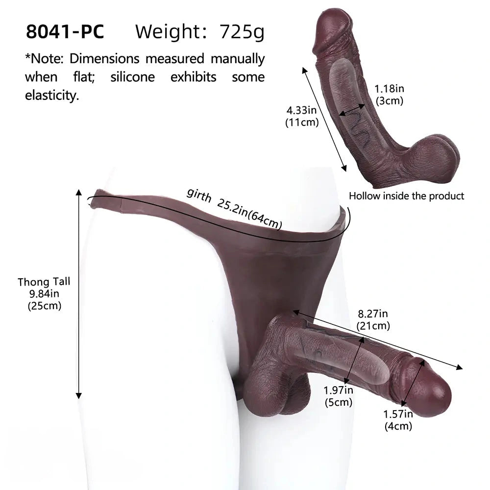 8.27in Realistic Male Penis Silicone Hollow Strap on Dildo Panty For Sex
