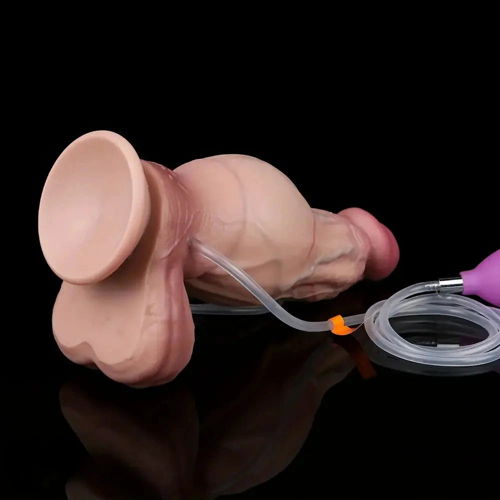 8.27in Silicone Inflatable Cumming Soft Big Dildo Suction Cup Female Sex Toy