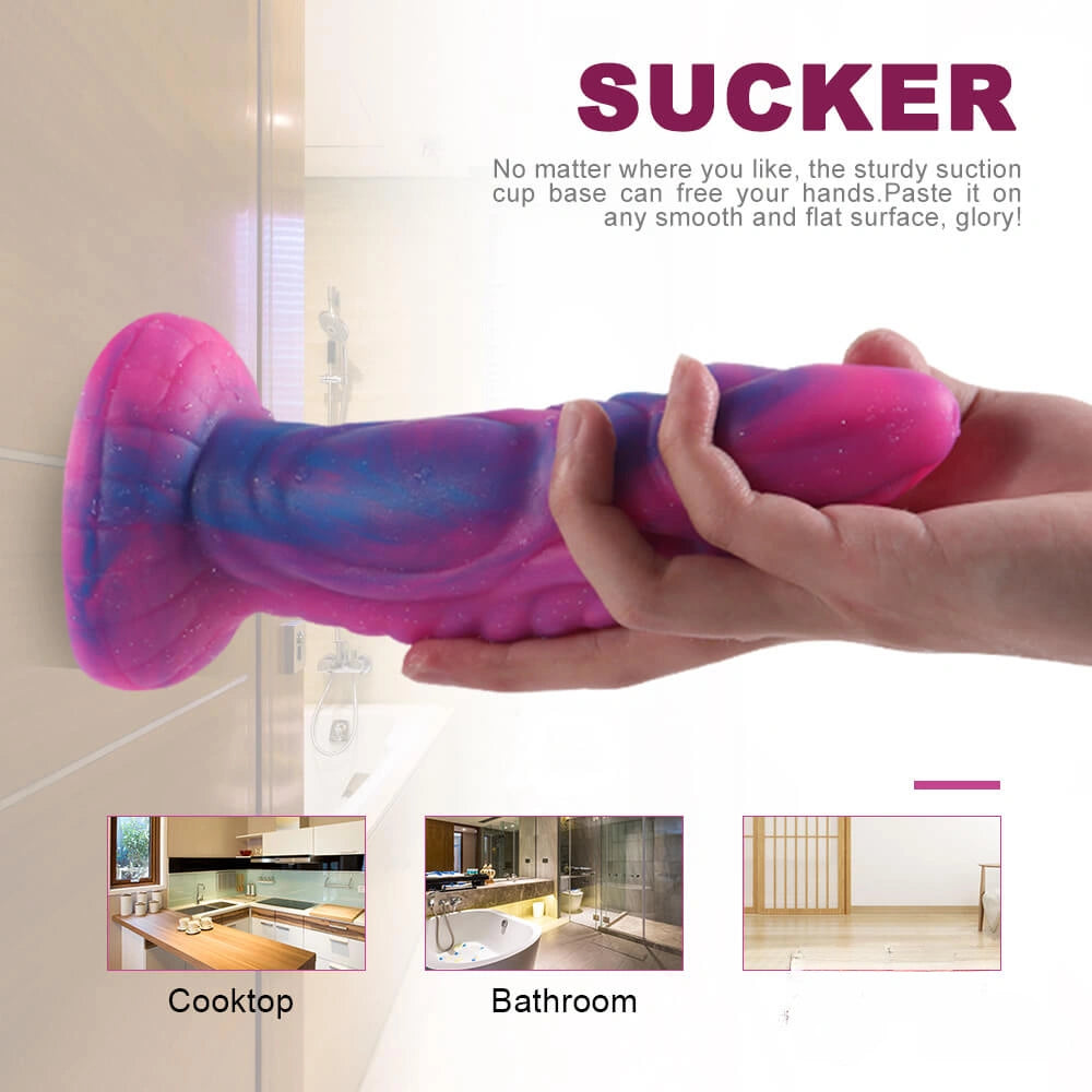8.27in Silicone Monster Animal Fantasy Rose Red Dildo With Blue