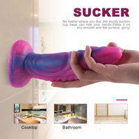 8.27in Silicone Monster Animal Fantasy Rose Red Dildo With Blue