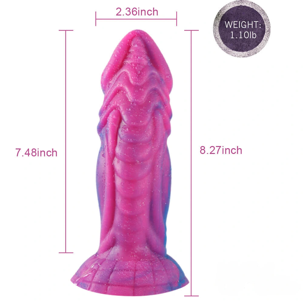 8.27in Silicone Monster Animal Fantasy Rose Red Dildo With Blue