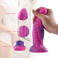 8.27in Silicone Monster Animal Fantasy Rose Red Dildo With Blue