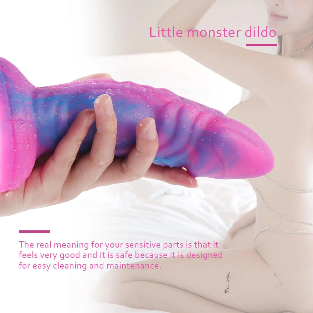 8.27in Silicone Monster Animal Fantasy Rose Red Dildo With Blue