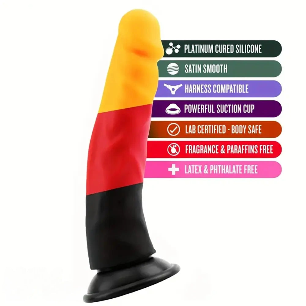 8.27in Silicone Rainbow Soft Realistic Big Hands-Free Sex Play Dildo