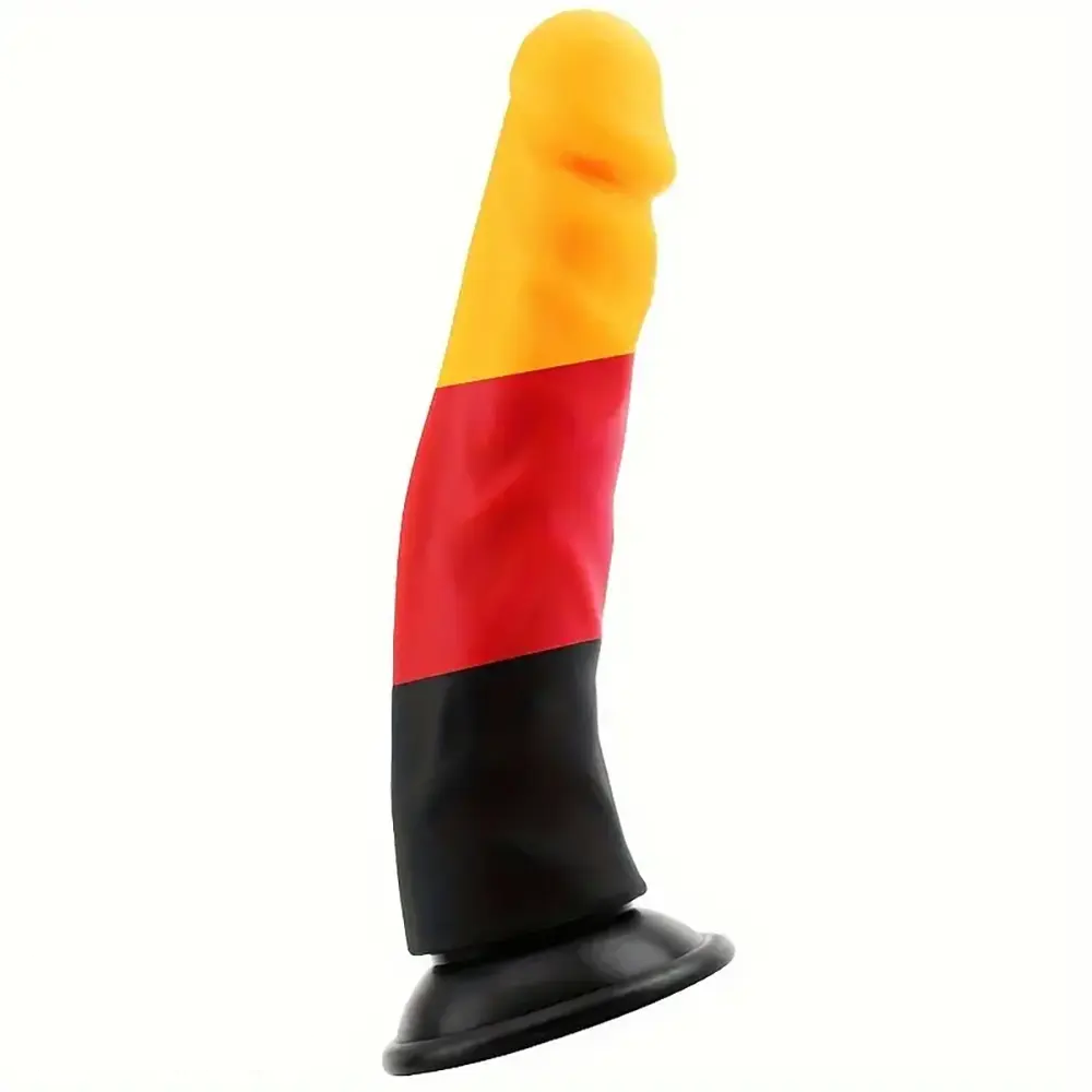 8.27in Silicone Rainbow Soft Realistic Big Hands-Free Sex Play Dildo