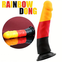 8.27in Silicone Rainbow Soft Realistic Big Hands-Free Sex Play Dildo