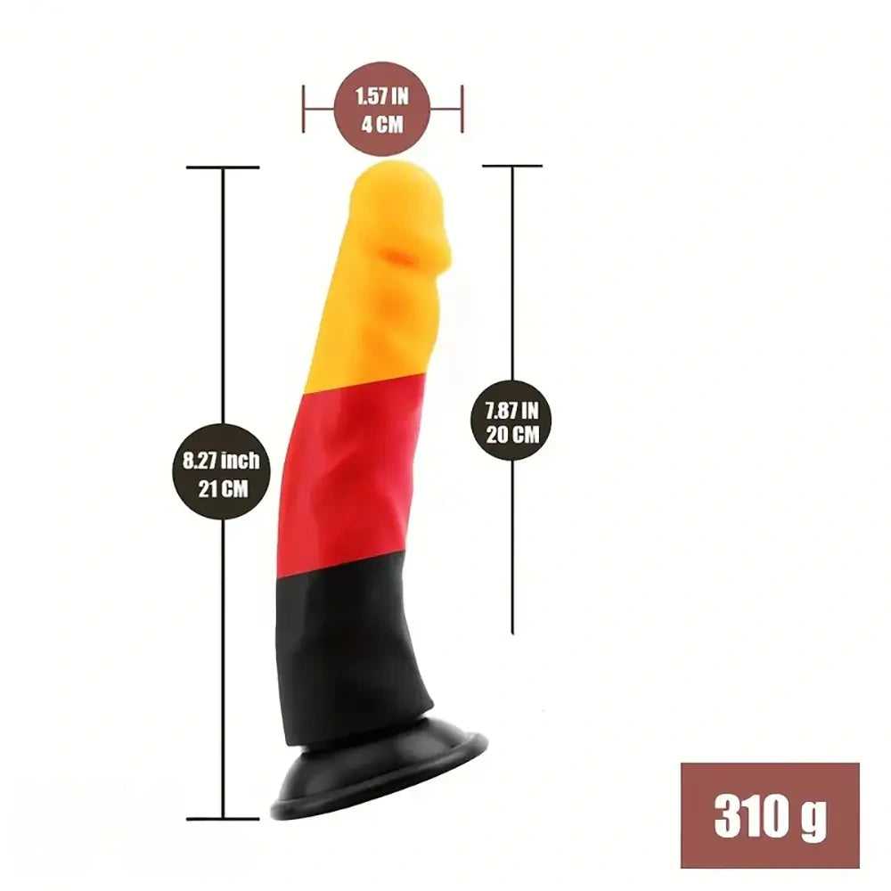 8.27in Silicone Rainbow Soft Realistic Big Hands-Free Sex Play Dildo