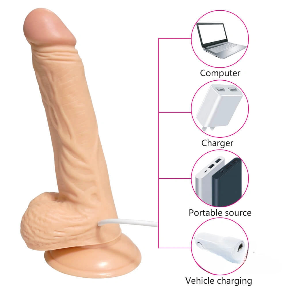 8.27in Soft Multi-Speeds Vibrating Rotation Dildo Sex Toy
