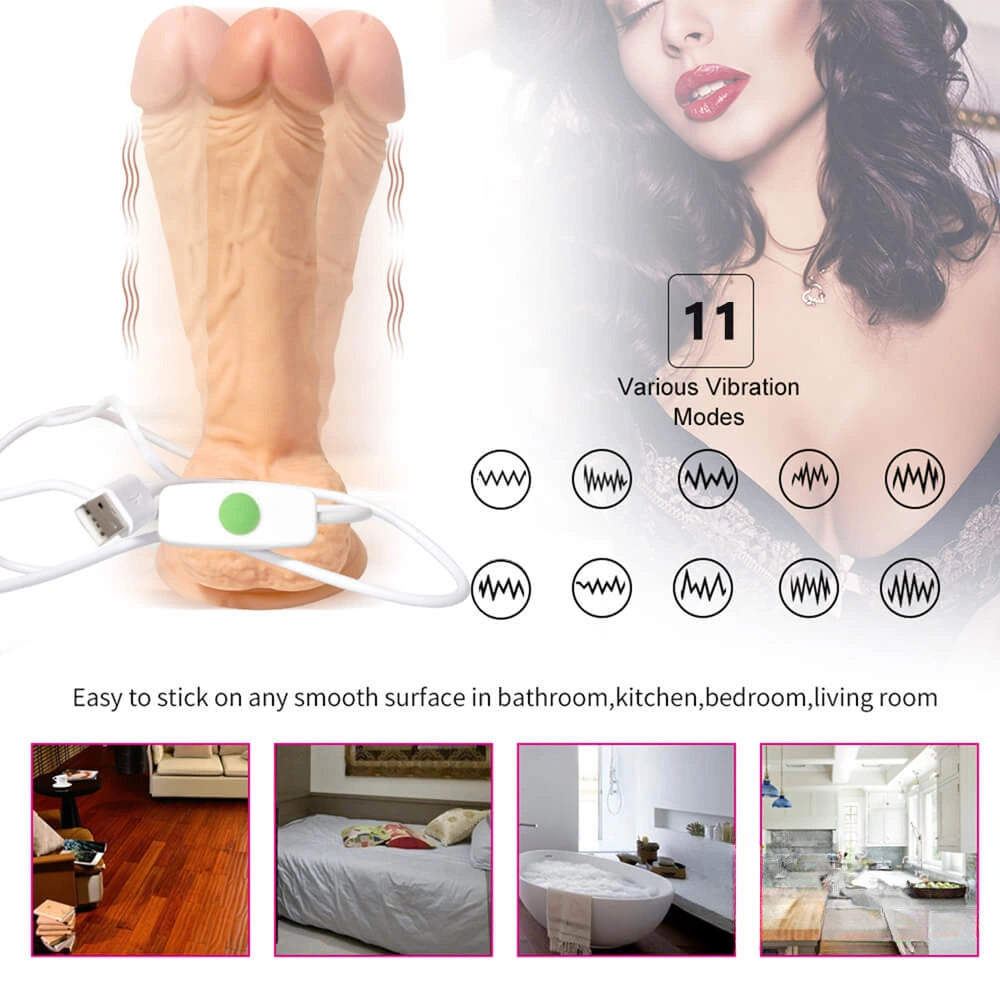 8.27in Soft Multi-Speeds Vibrating Rotation Dildo Sex Toy