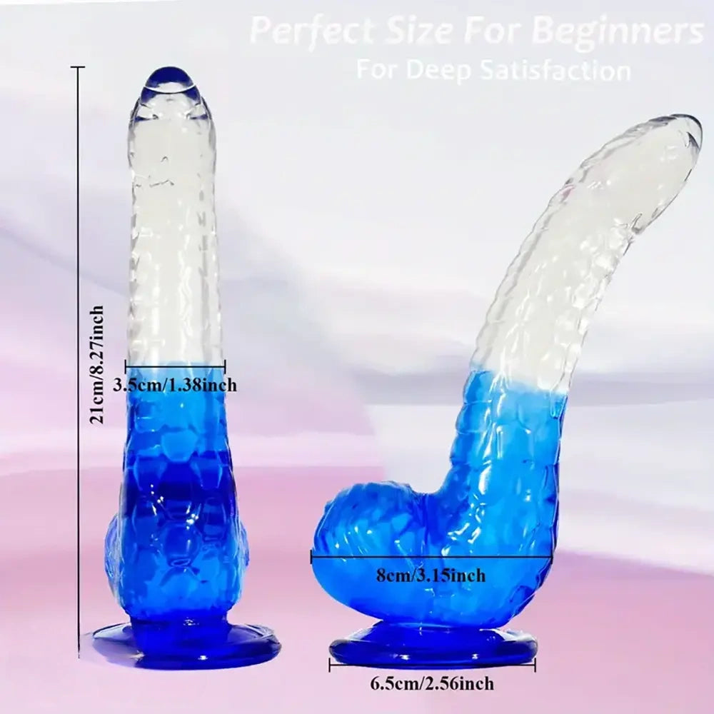 8.27in TPE Cock Big Fantasy Gradient Jelly Dildo Masturbator Sex Toy