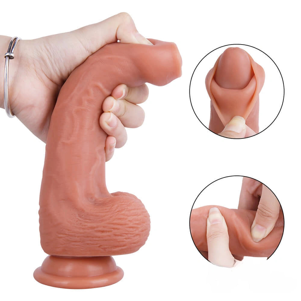 8.27in Uncut Dildo Suction Cup Masturbation Sex Toy For Adult Couples