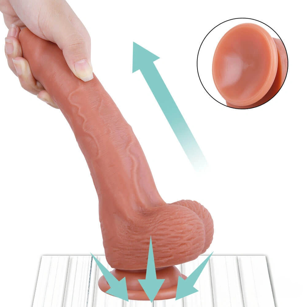 8.27in Uncut Dildo Suction Cup Masturbation Sex Toy For Adult Couples