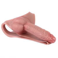 8.27in Wearable Hollow Dildo Pants Silicone Leather Sleeve For Male Cock