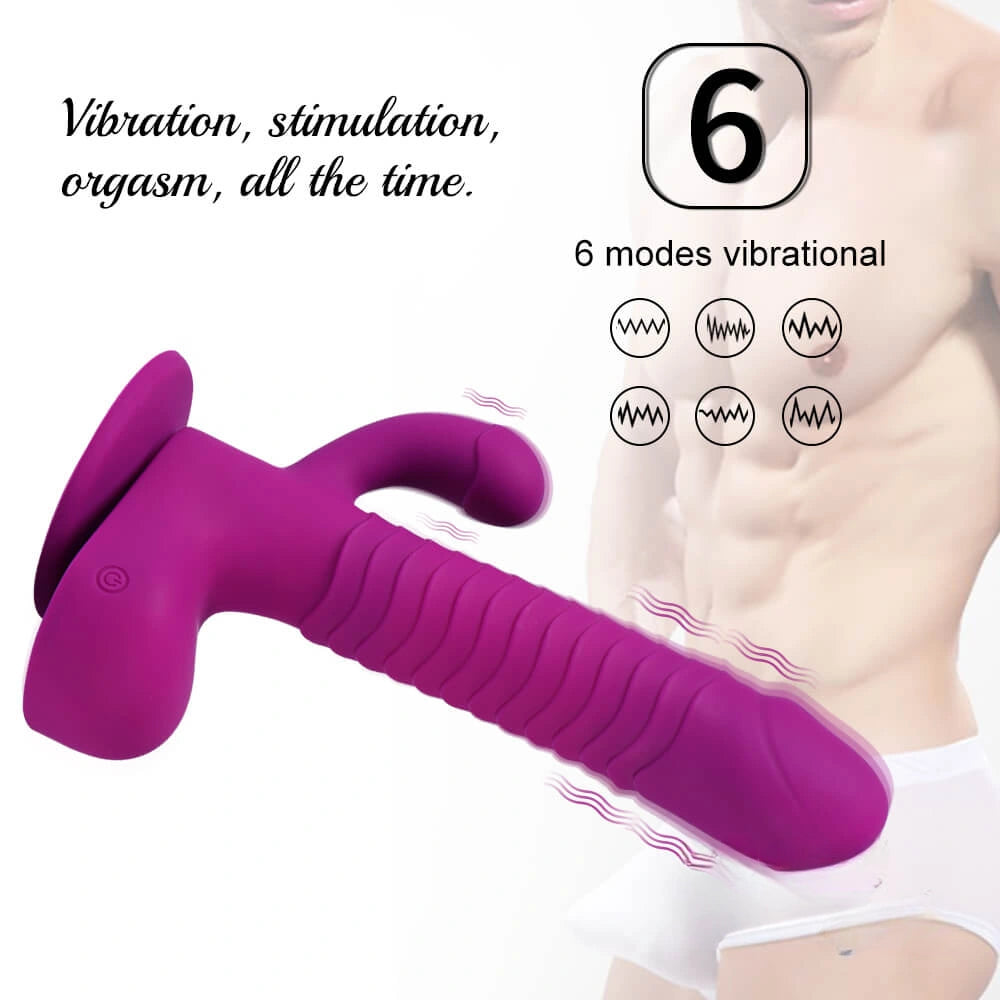 8.27in Wireless Control Thrusting Vibrating Dildo With 360°Rotation Beads