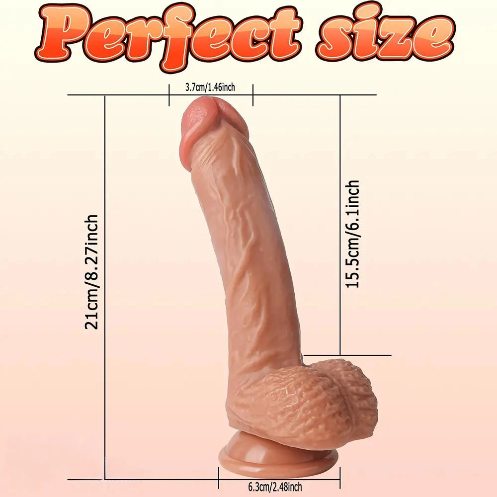 8.27in Woman Men Adult Big Penis Sex Toy Flesh Skin Real Feeling Dildo