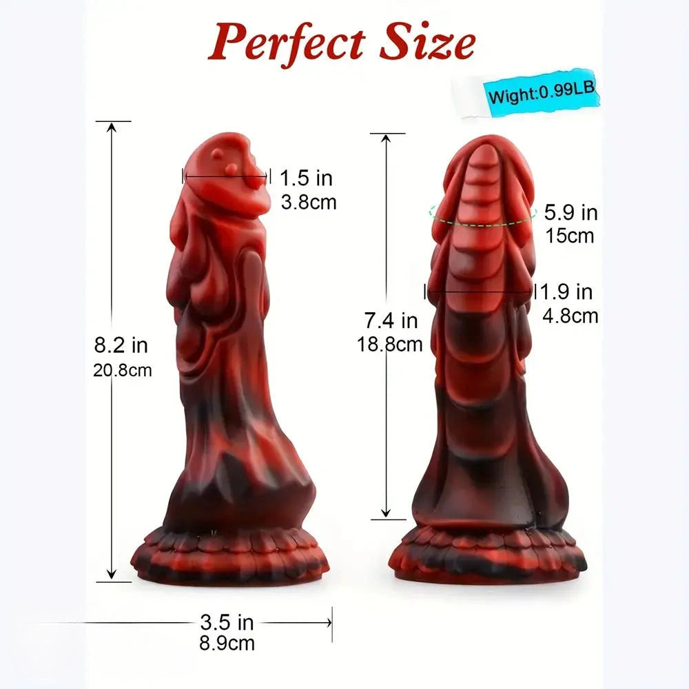 8.2in Lifelike Dragon Monster Soft Liquid Body Safe Material Big Spiked Dildo