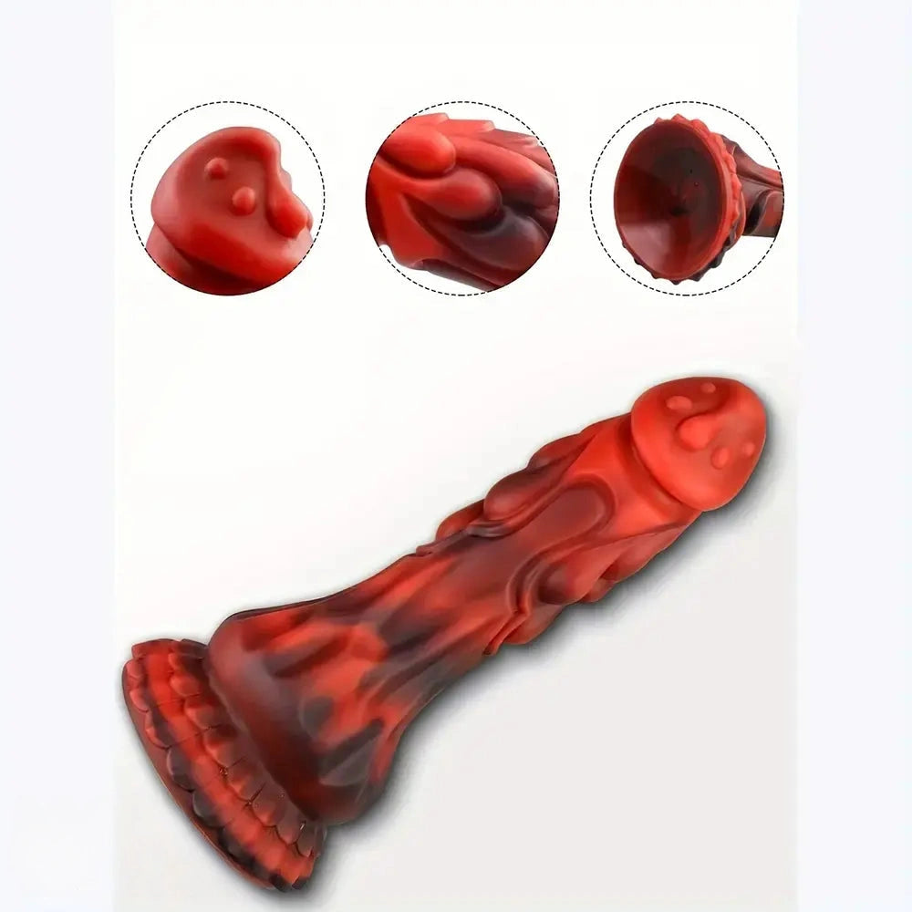 8.2in Lifelike Dragon Monster Soft Liquid Body Safe Material Big Spiked Dildo