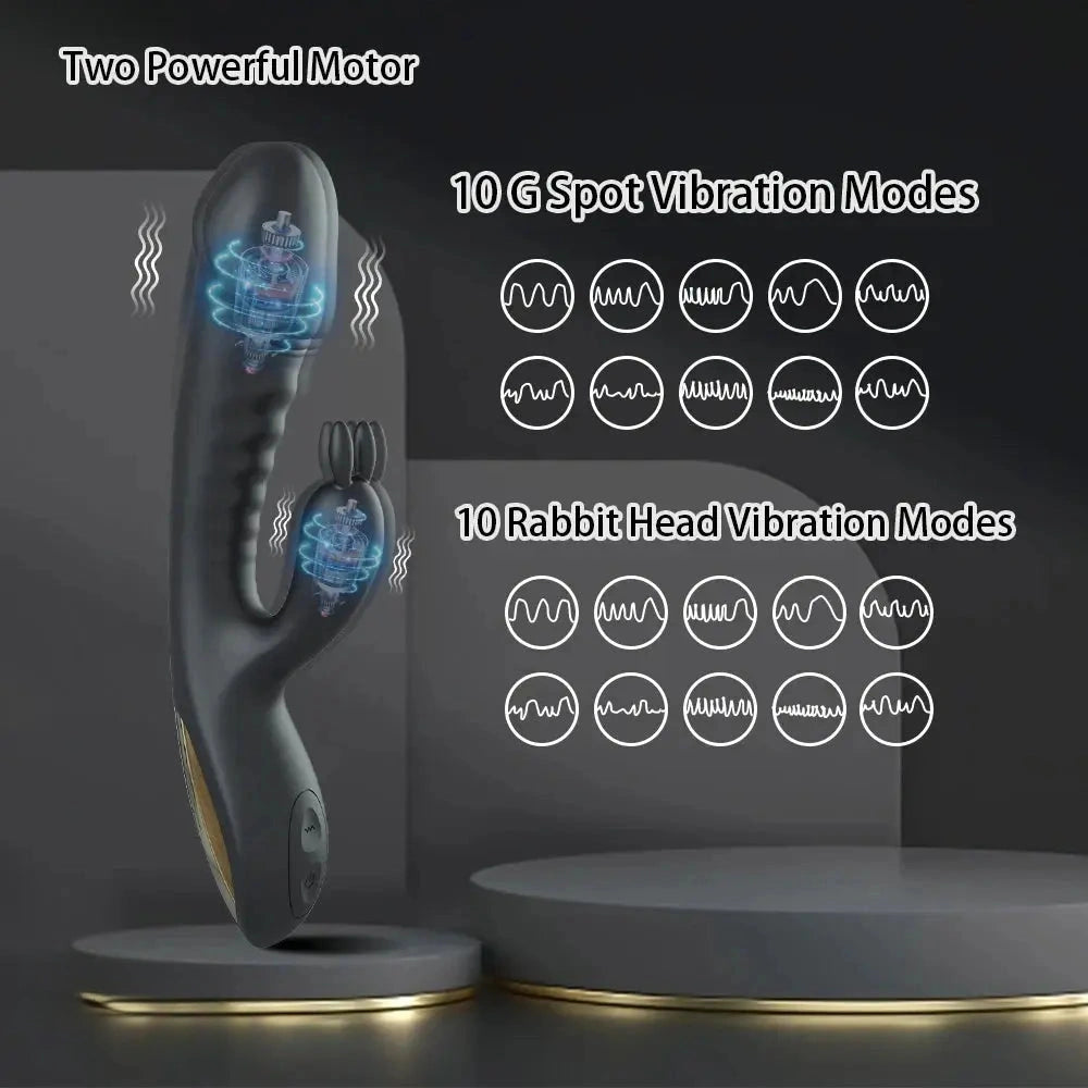 8.2in Rabbit Vibrator Double End G Spot Dildo Clitoral Stimulator