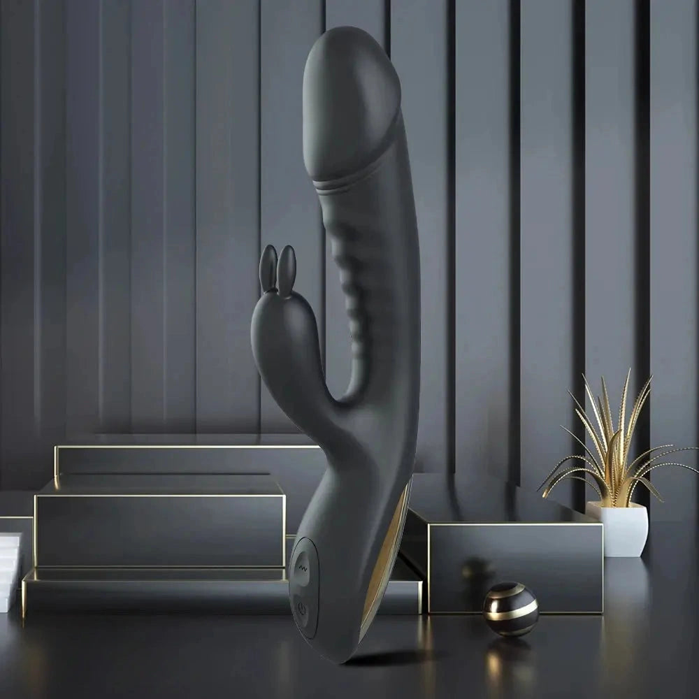8.2in Rabbit Vibrator Double End G Spot Dildo Clitoral Stimulator
