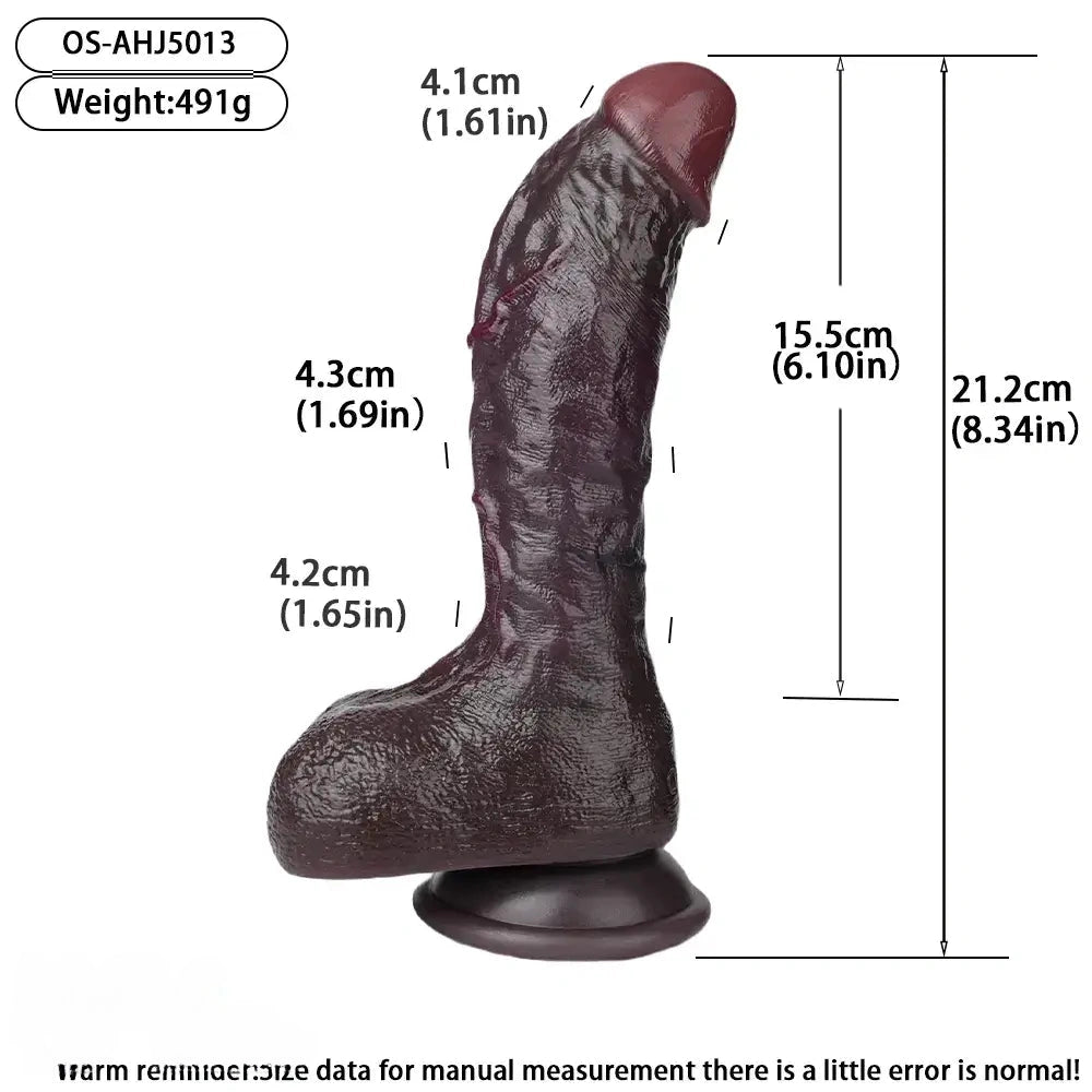 8.34in Real Curved Dual Density Silicone Soft Dildo Pleasure Couple Play