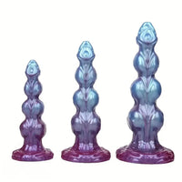 8.38in 10.15in 11.81in Beaded Monster Doggy Egg Fantasy Knot Anal Dildo