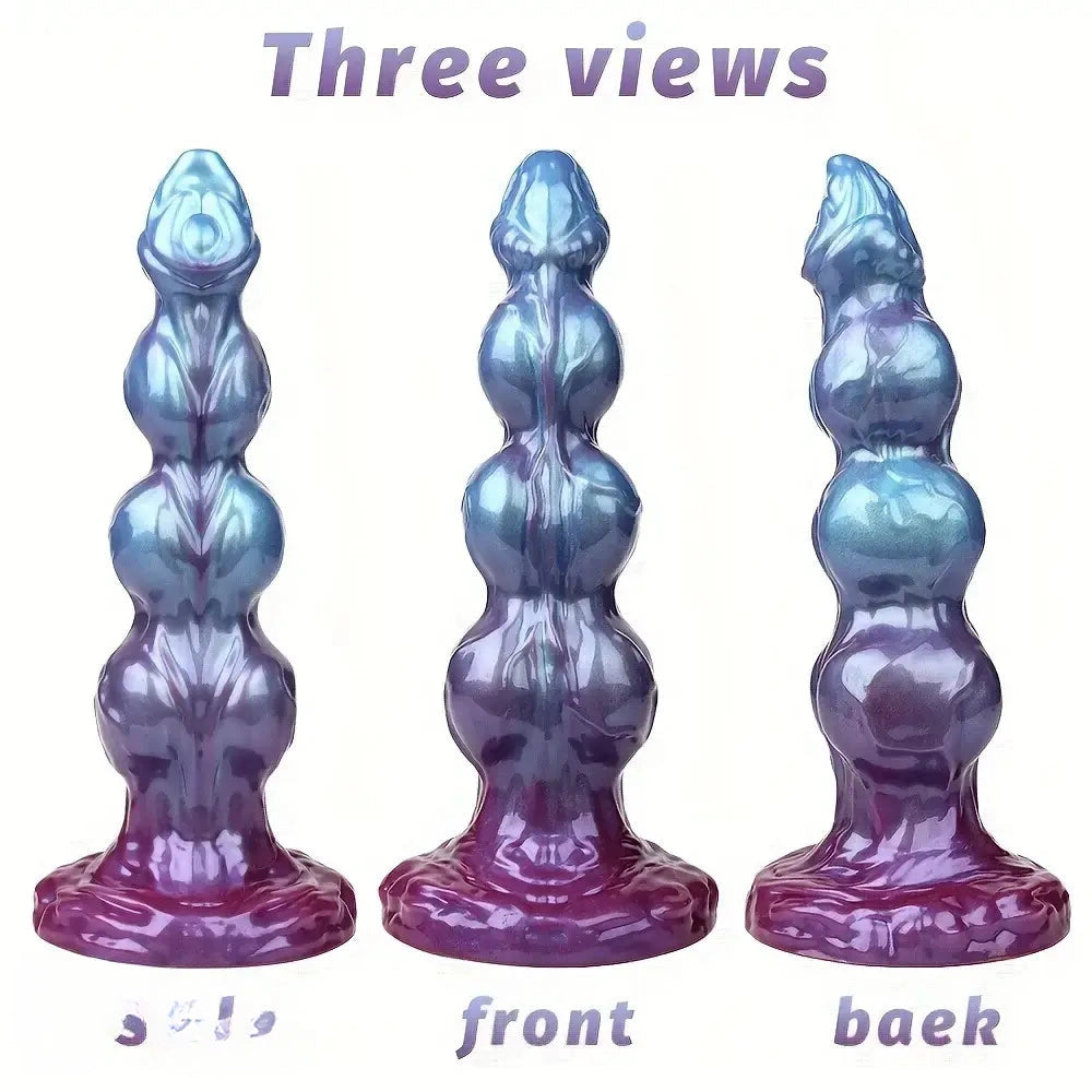 8.38in 10.15in 11.81in Beaded Monster Doggy Egg Fantasy Knot Anal Dildo