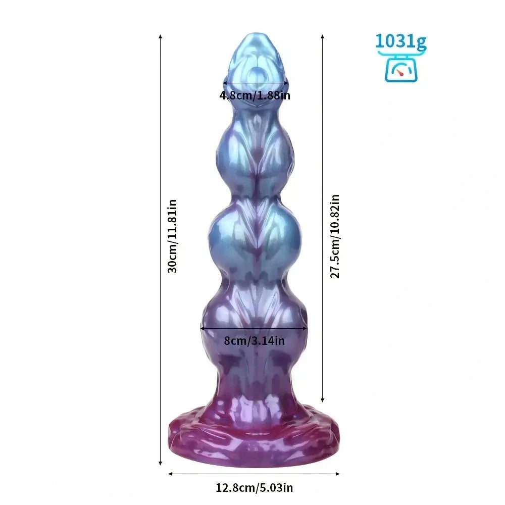 8.38in 10.15in 11.81in Beaded Monster Doggy Egg Fantasy Knot Anal Dildo